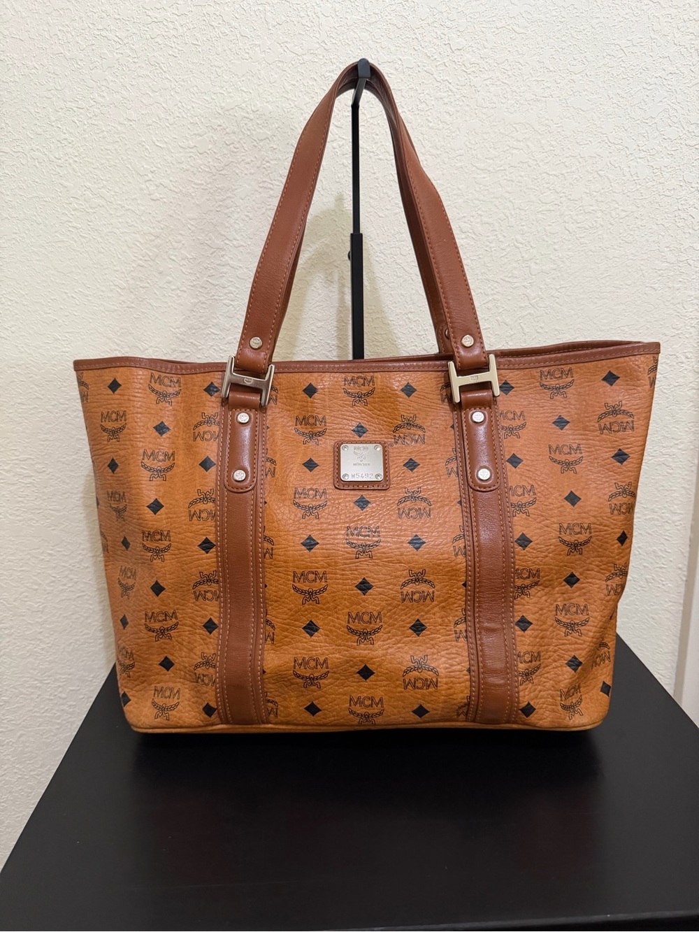 MCM Cognac Visetos Monogram Tote in Brown